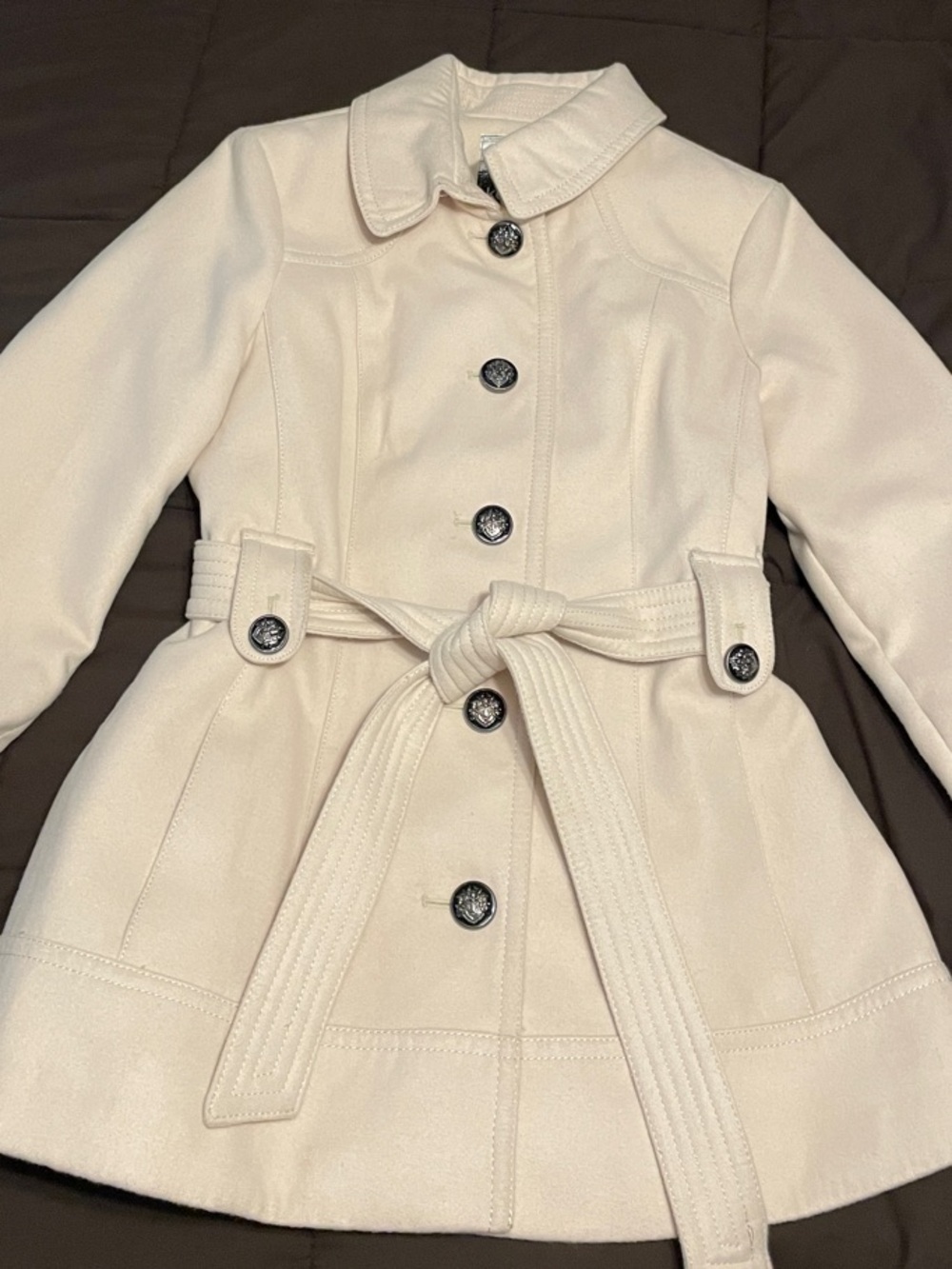 Kensie Ladies Cream Belted Pea Coat